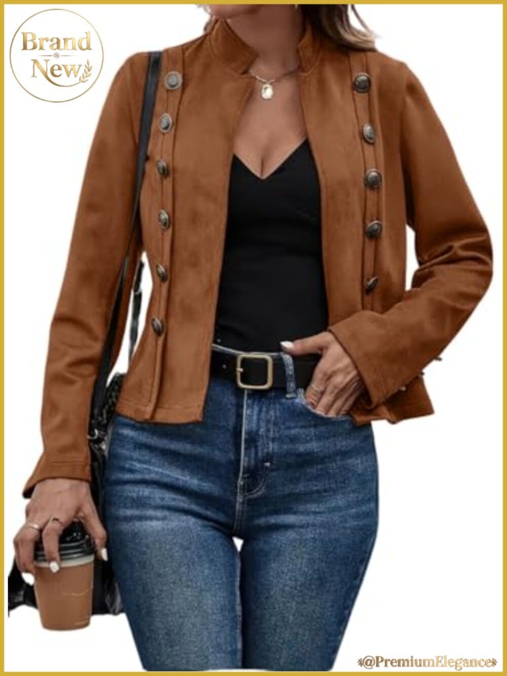 Faux Suede Jacket Women's Slim Fit Cropped Blazer Coat Casual Business